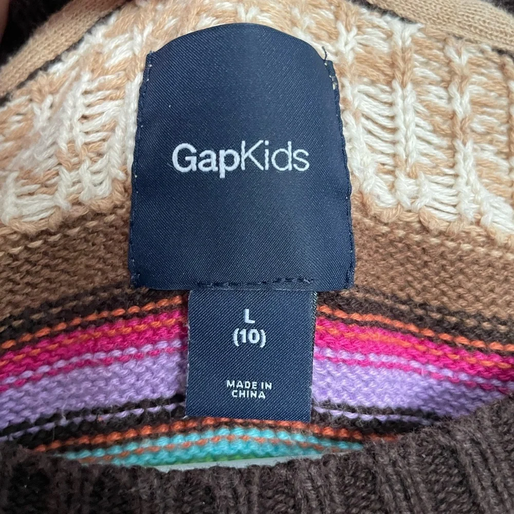 GAP Kids Girls L (10) Chunky Knit Multicolor Striped Sweater Dress 100% Cotton